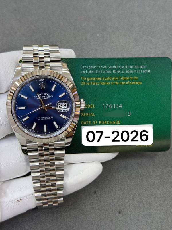 Rolex Datejust 41 (Blue Index, Jubilee), reference 126334, Dubai
