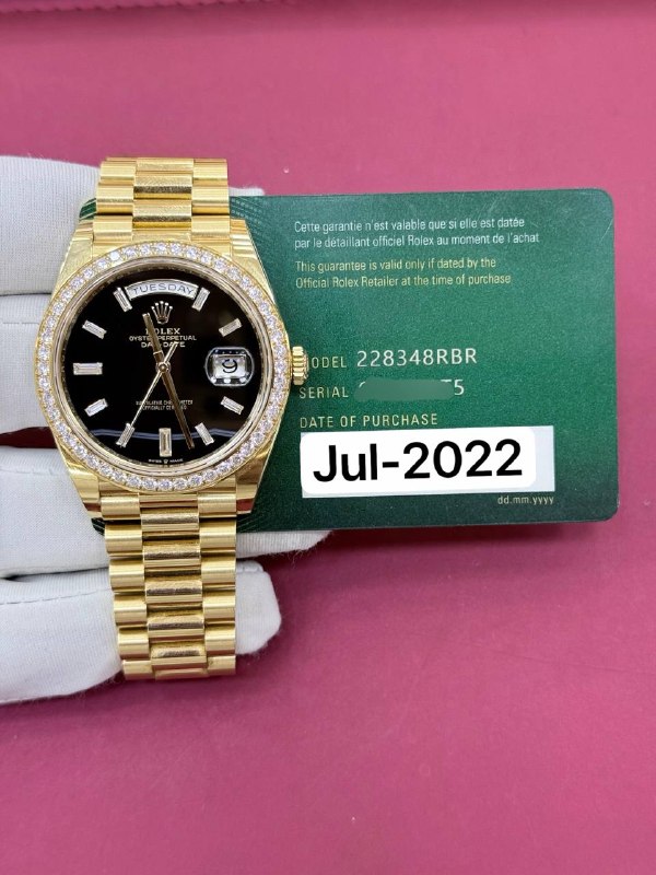 Rolex Day-Date 40 (Onyx), reference 228348RBR, Dubai