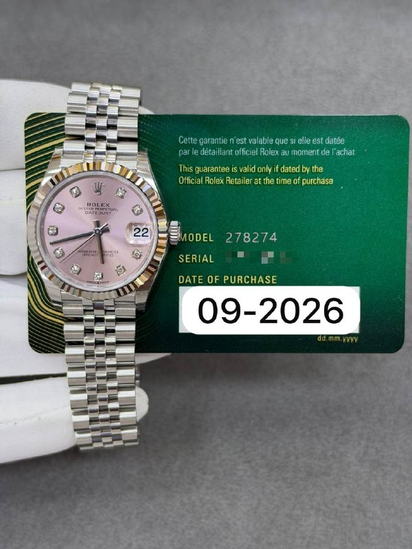 Rolex Datejust 31 (Pink, Jubilee), reference 278274, Dubai
