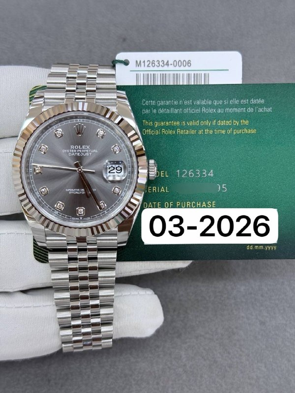 Rolex Datejust 41 (Grey, Jubilee), reference 126334G, Dubai