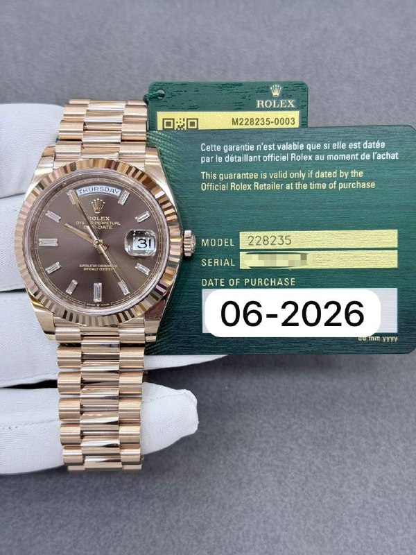 Rolex Day-Date 40 (Chocolate Baguette), reference 228235, Dubai
