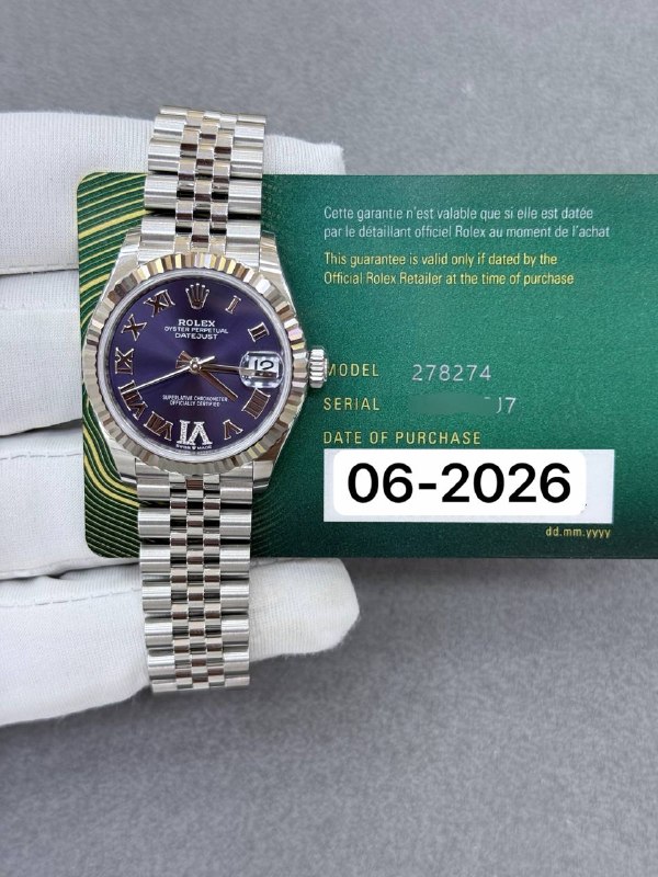 Rolex Datejust 31 (Purple, Jubilee), reference 278274VI, Dubai