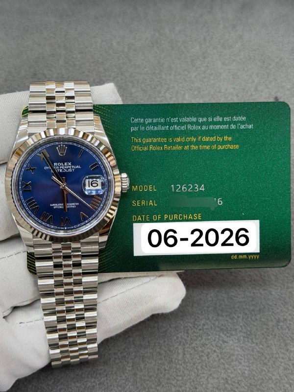 Rolex Datejust 36 (Blue Roman, Jubilee), reference 126234, Dubai