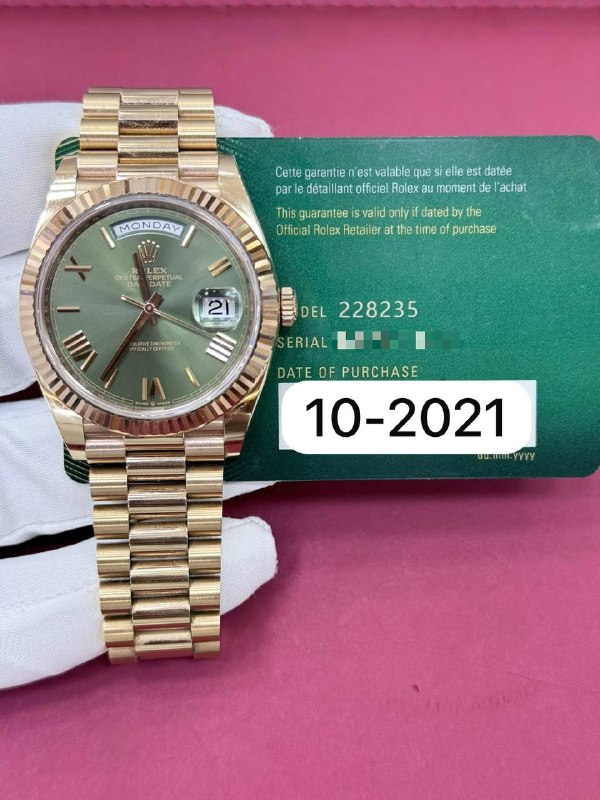 Rolex Day-Date 40 (Olive), reference 228235, Dubai