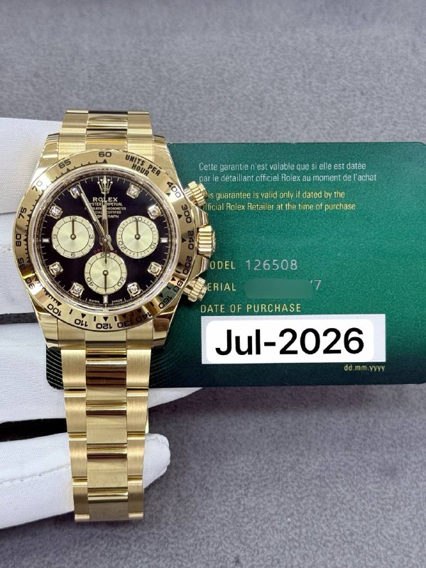 Rolex Cosmograph Daytona (Black Diamond), reference 126508G, Dubai