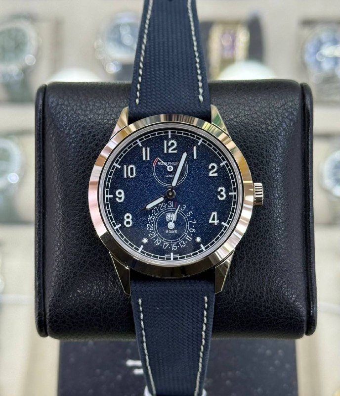 Patek Philippe 8-Day Power Reserve, Day and Date (Blue), reference 5328G-001, Dubai