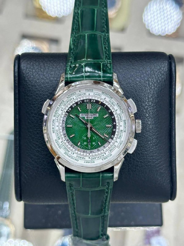 Patek Philippe World Time Flyback Chronograph (Green), reference 5930P-001, Dubai