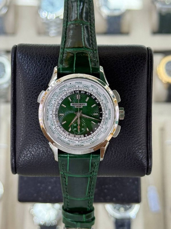 Patek Philippe World Time Flyback Chronograph (Green), reference 5930P-001, Dubai
