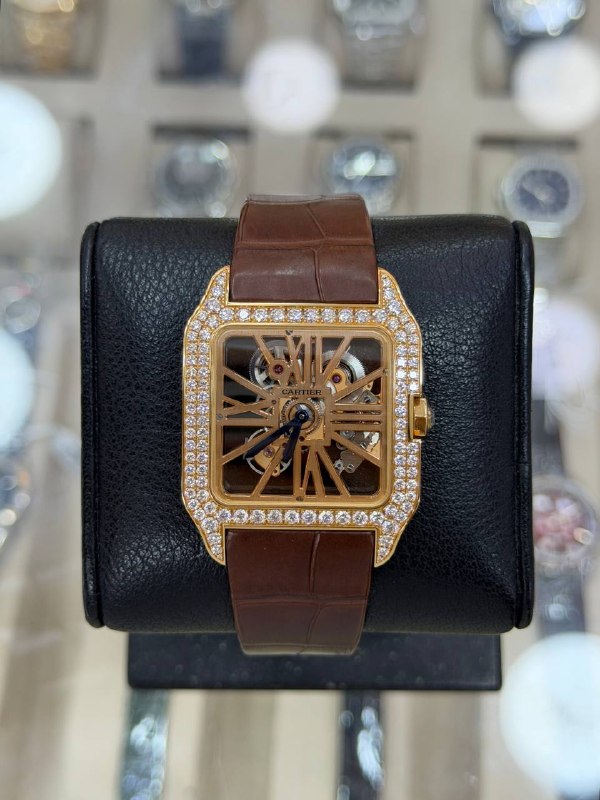 Cartier Santos-Dumont Skeleton (Diamond Bezel), reference HPI00587, Dubai