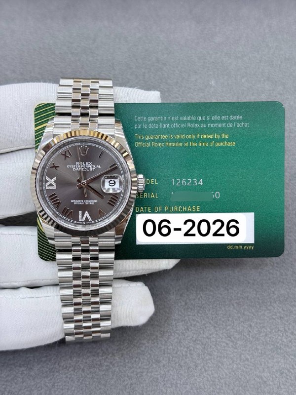 Rolex Datejust 36 (Vignette Grey, Jubilee), reference 126234, Dubai