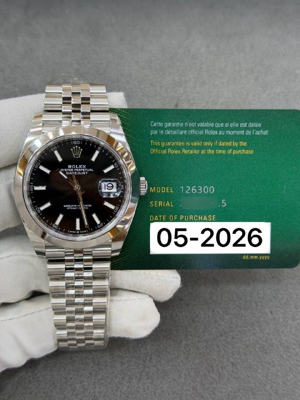 Rolex Datejust 41 (Black Index, Jubilee), reference 126300, Dubai