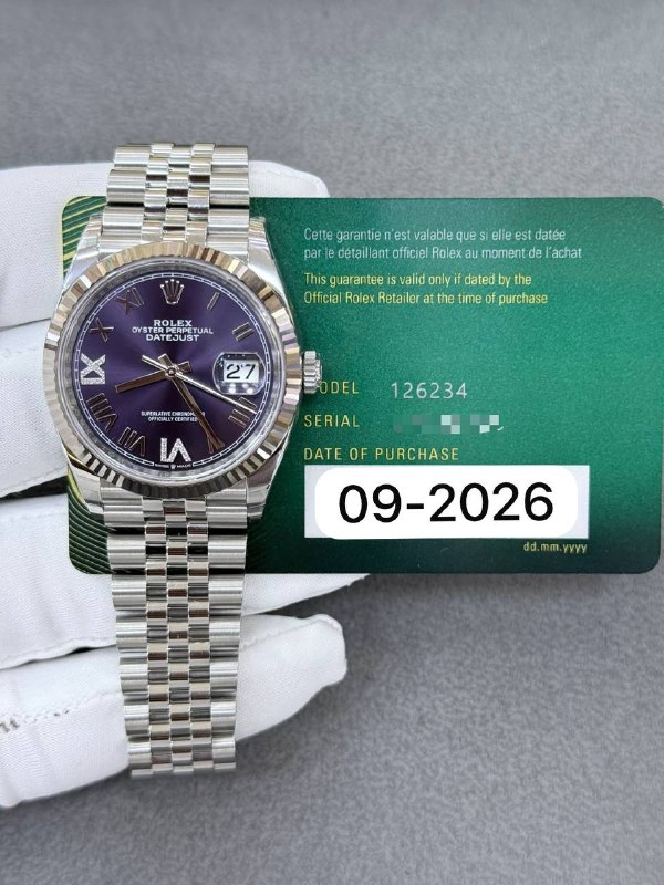 Rolex Datejust 36 (Purple Diamond VI IX, Jubilee), reference 126234, Dubai