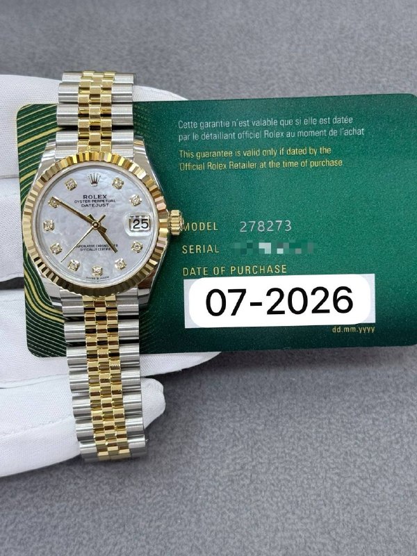 Rolex Datejust 31 (Mother-of-Pearl), reference 278273, Dubai