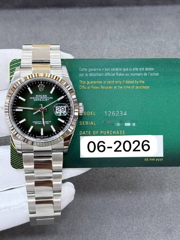 Rolex Datejust 36 (Green Ombré), reference 126234, Dubai