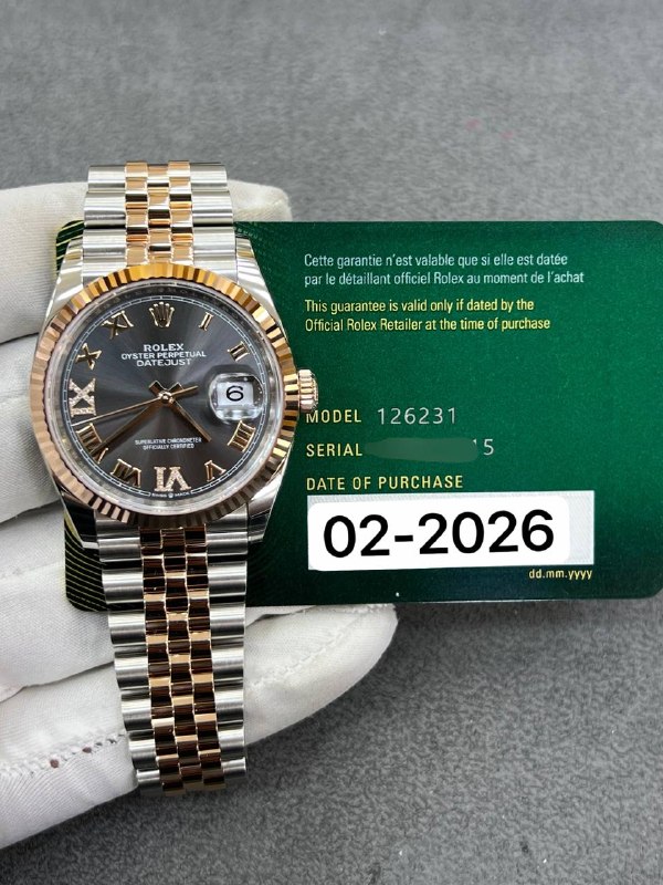 Rolex Datejust 36 (Vignette Grey, Jubilee), reference 126231, Dubai