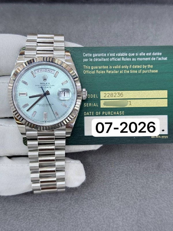 Rolex Day-Date 40 (Ice Blue), reference 228236G, Dubai