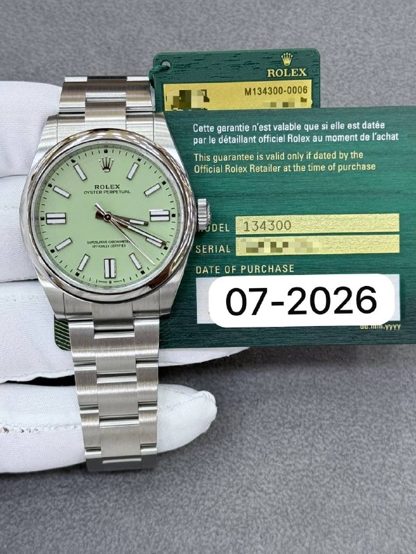 Rolex Oyster Perpetual (Pistachio), reference 134300, Dubai